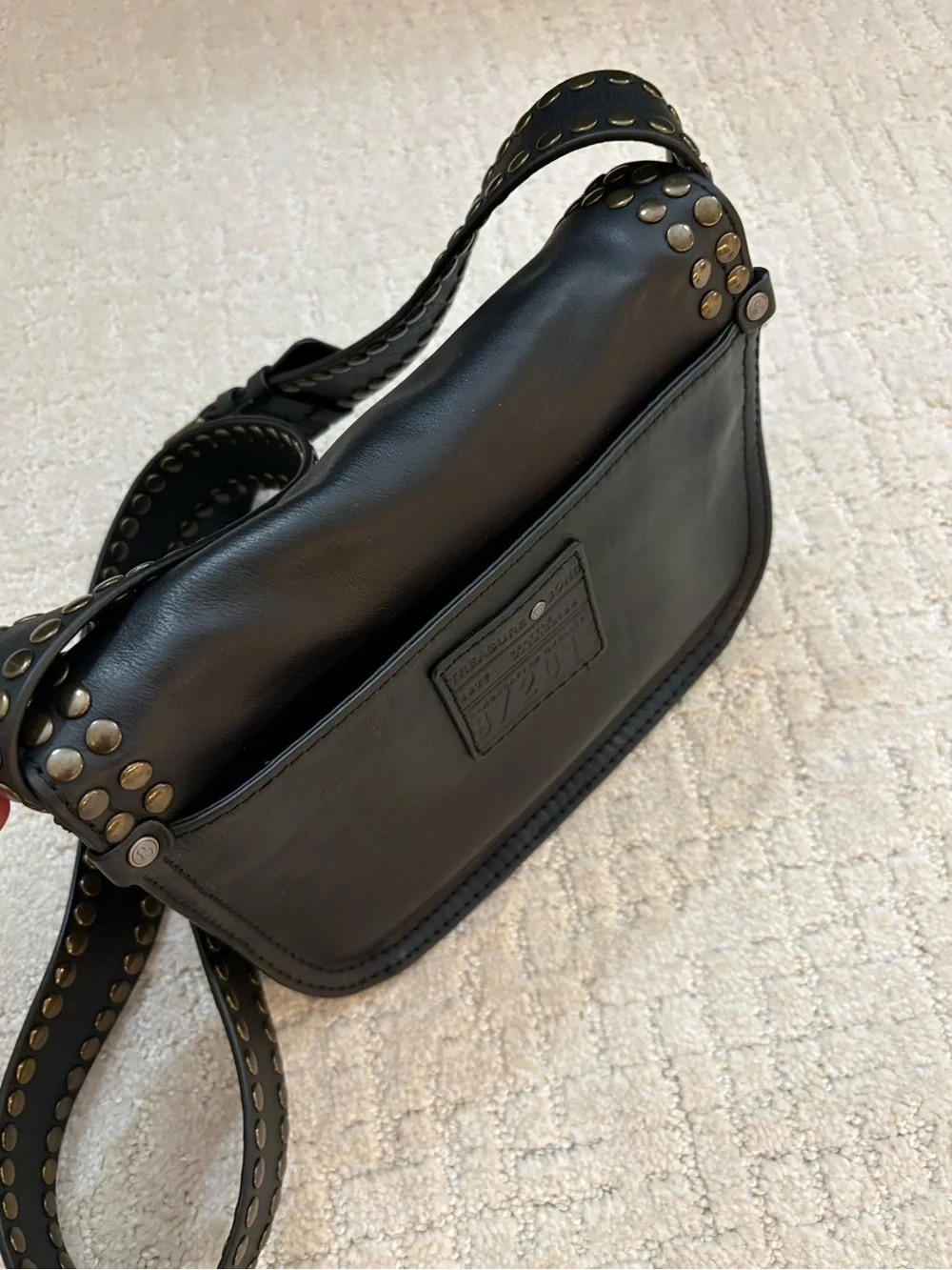 Treasure & Bond Black Crossbody Bag with Gold-Tone Studs